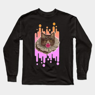 Cat With Lips Art Long Sleeve T-Shirt